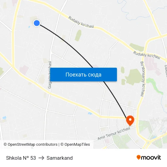 Shkola Nº 53 to Samarkand map