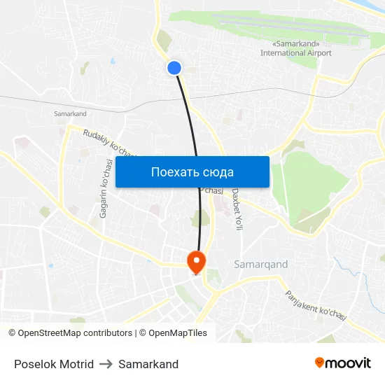 Poselok Motrid to Samarkand map
