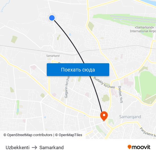 Uzbekkenti to Samarkand map