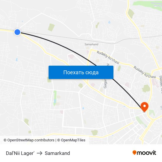 Dal'Nii Lager' to Samarkand map