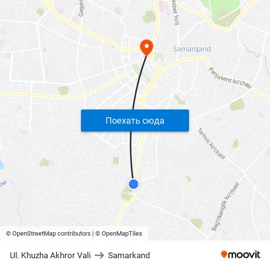 Ul. Khuzha Akhror Vali to Samarkand map