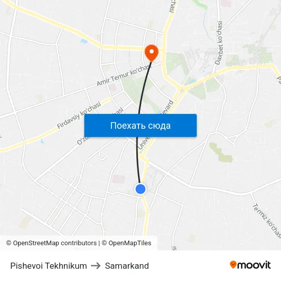 Pishevoi Tekhnikum to Samarkand map