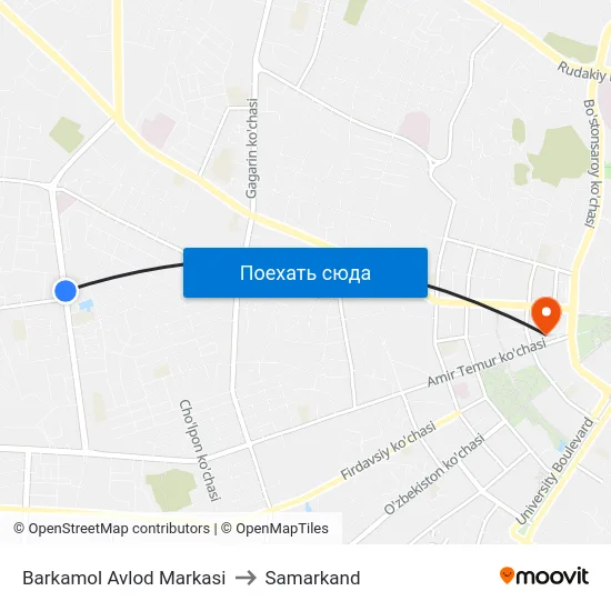Barkamol Avlod Markasi to Samarkand map