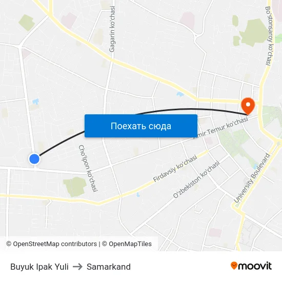 Buyuk Ipak Yuli to Samarkand map