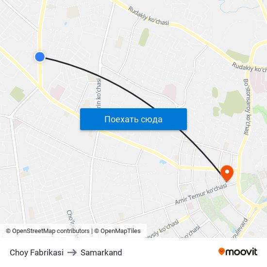 Choy Fabrikasi to Samarkand map