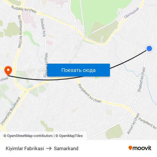 Kiyimlar Fabrikasi to Samarkand map