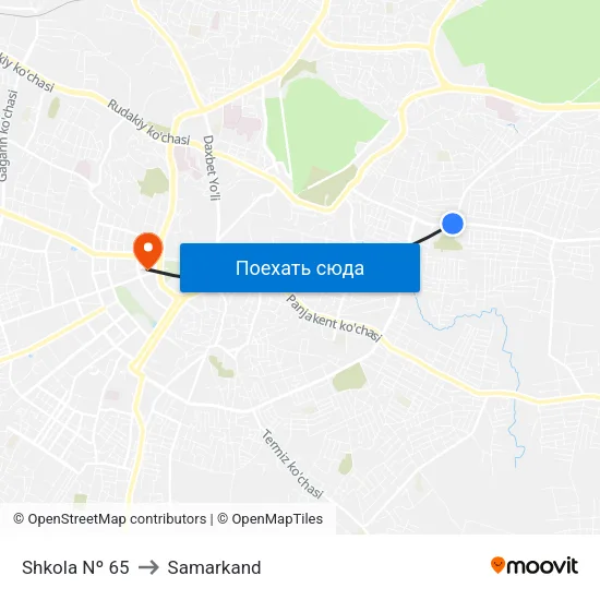 Shkola Nº 65 to Samarkand map