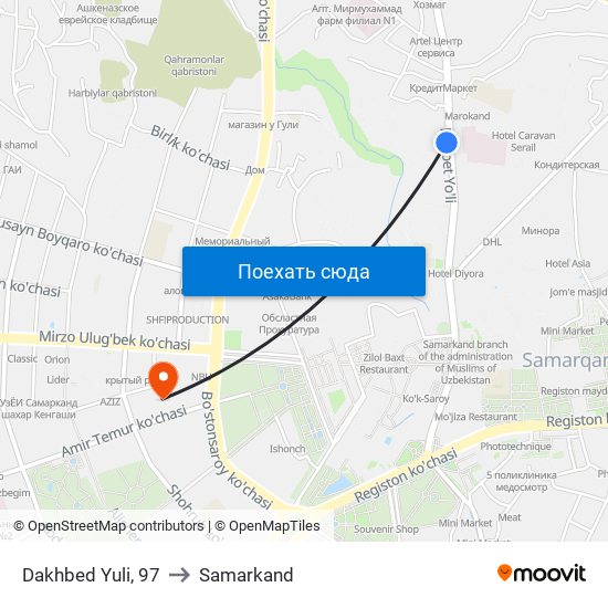 Dakhbed Yuli, 97 to Samarkand map