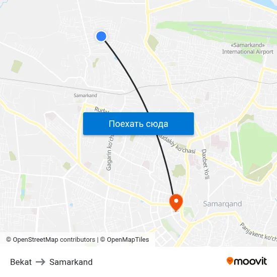 Bekat to Samarkand map