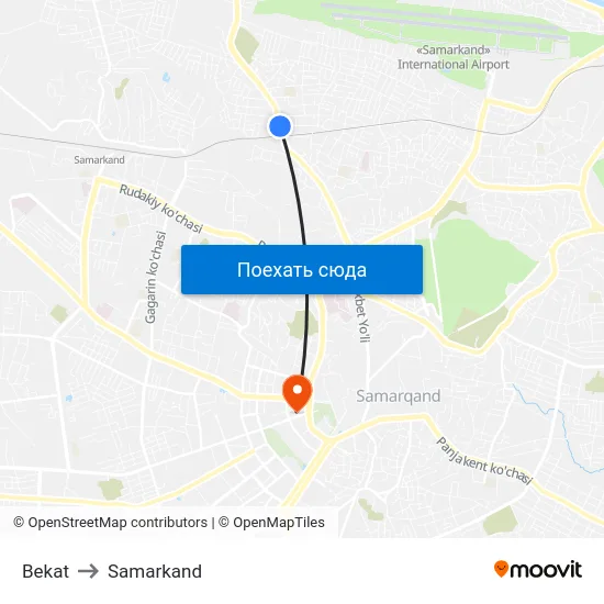 Bekat to Samarkand map