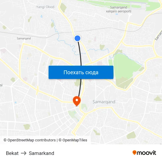 Bekat to Samarkand map