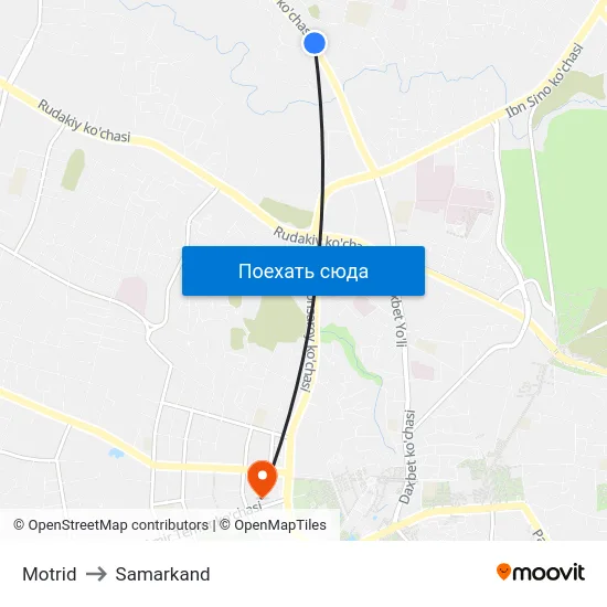 Motrid to Samarkand map