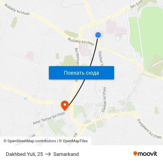 Dakhbed Yuli, 25 to Samarkand map