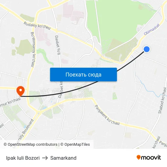 Ipak Iuli Bozori to Samarkand map