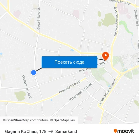 Gagarin Ko'Chasi, 178 to Samarkand map