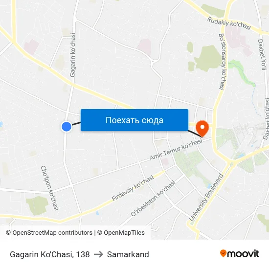 Gagarin Ko'Chasi, 138 to Samarkand map
