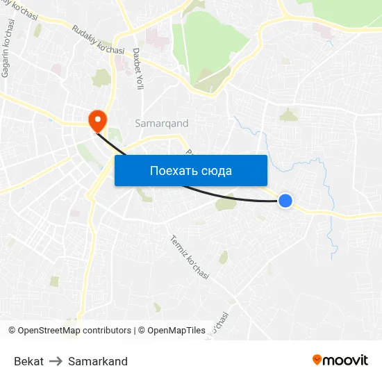 Bekat to Samarkand map