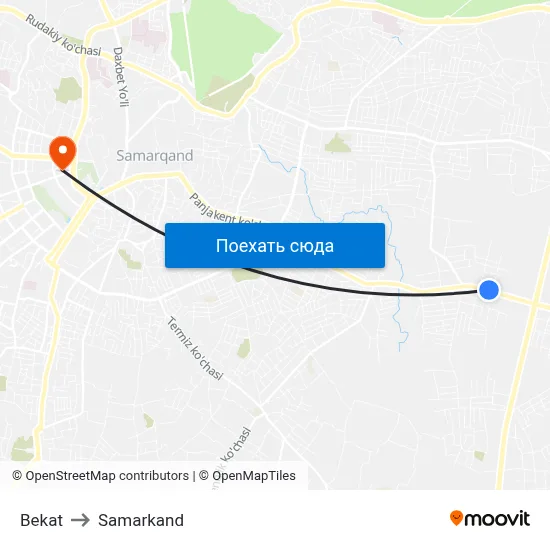 Bekat to Samarkand map