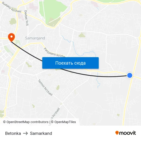 Betonka to Samarkand map
