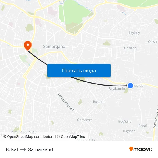 Bekat to Samarkand map