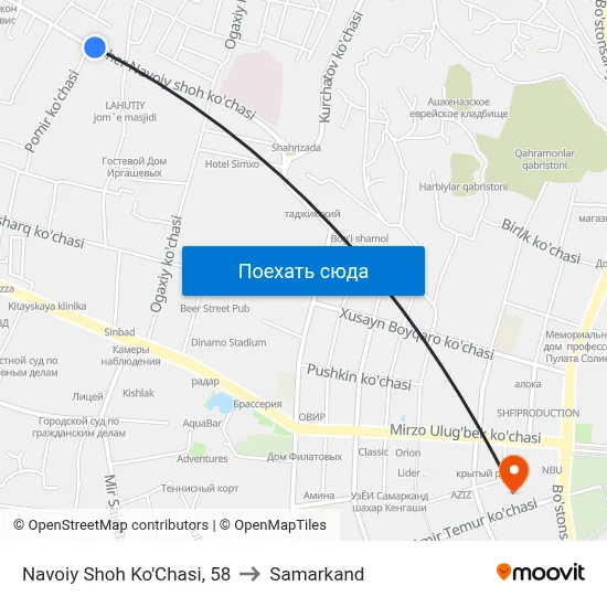 Navoiy Shoh Ko'Chasi, 58 to Samarkand map