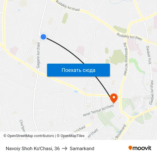 Navoiy Shoh Ko'Chasi, 36 to Samarkand map