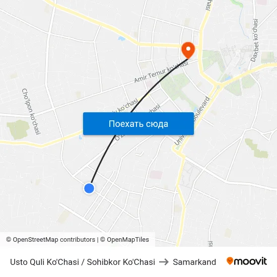 Usto Quli Ko'Chasi / Sohibkor Ko'Chasi to Samarkand map
