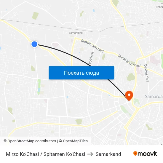 Mirzo Ko'Chasi  / Spitamen Ko'Chasi to Samarkand map
