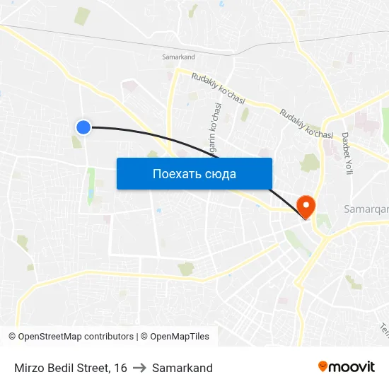 Mirzo Bedil Street, 16 to Samarkand map