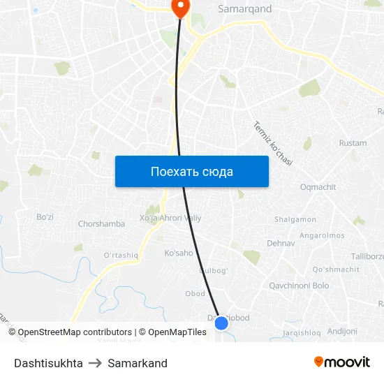 Dashtisukhta to Samarkand map