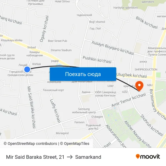 Mir Said Baraka Street, 21 to Samarkand map