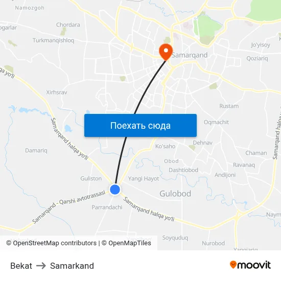 Bekat to Samarkand map