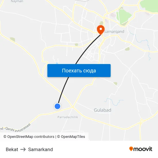 Bekat to Samarkand map