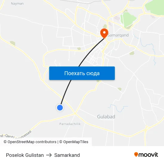 Poselok Gulistan to Samarkand map