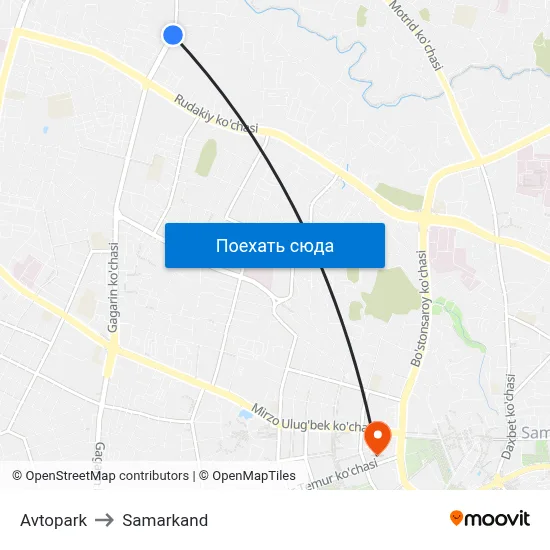Avtopark to Samarkand map