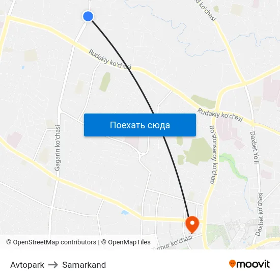 Avtopark to Samarkand map