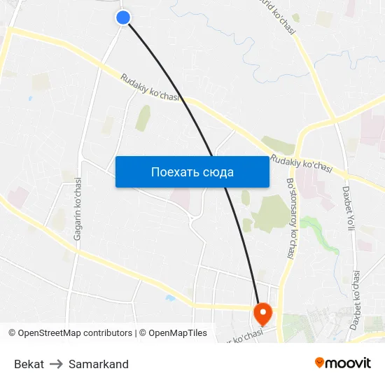 Bekat to Samarkand map