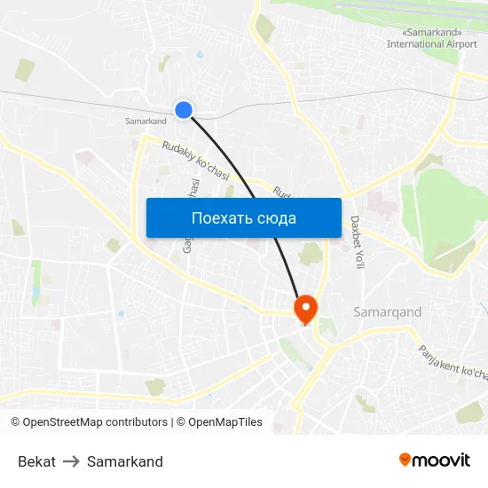 Bekat to Samarkand map