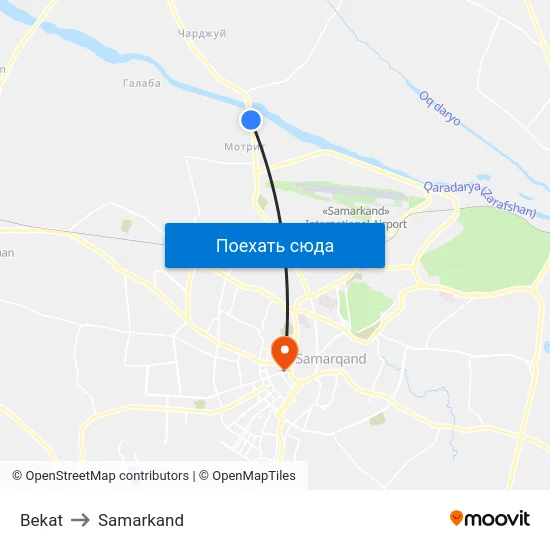 Bekat to Samarkand map