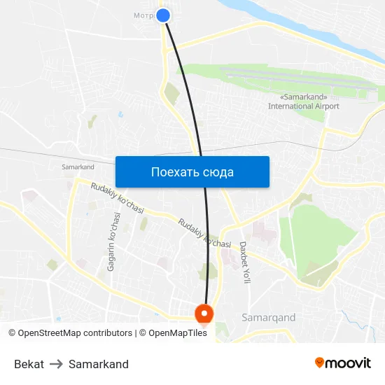 Bekat to Samarkand map