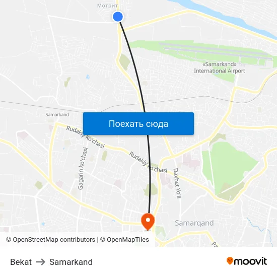 Bekat to Samarkand map