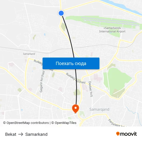 Bekat to Samarkand map