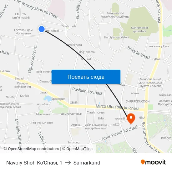 Navoiy Shoh Ko'Chasi, 1 to Samarkand map