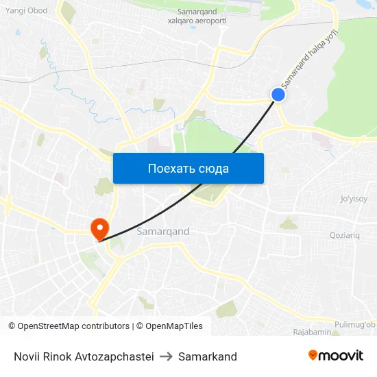 Novii Rinok Avtozapchastei to Samarkand map
