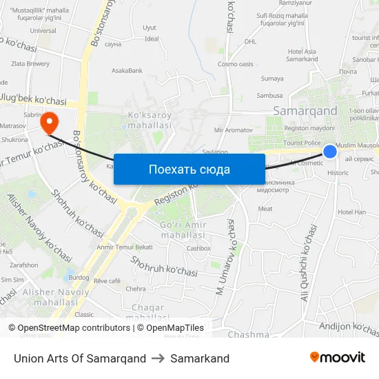 Union Arts Of Samarqand to Samarkand map