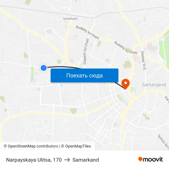 Narpayskaya Ulitsa, 170 to Samarkand map