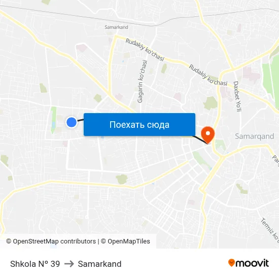 Shkola Nº 39 to Samarkand map