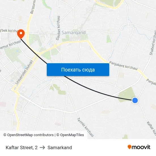 Kaftar Street, 2 to Samarkand map