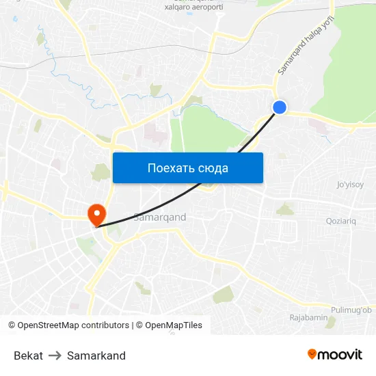 Bekat to Samarkand map