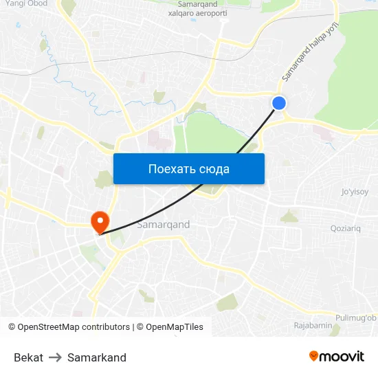 Bekat to Samarkand map